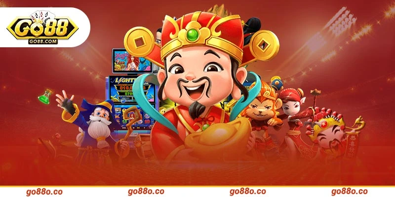 Hiệu ứng Thần Tài xuất hiện giữa màn hình khi nổ hũ tạo cảm giác cực kỳ phấn khích
